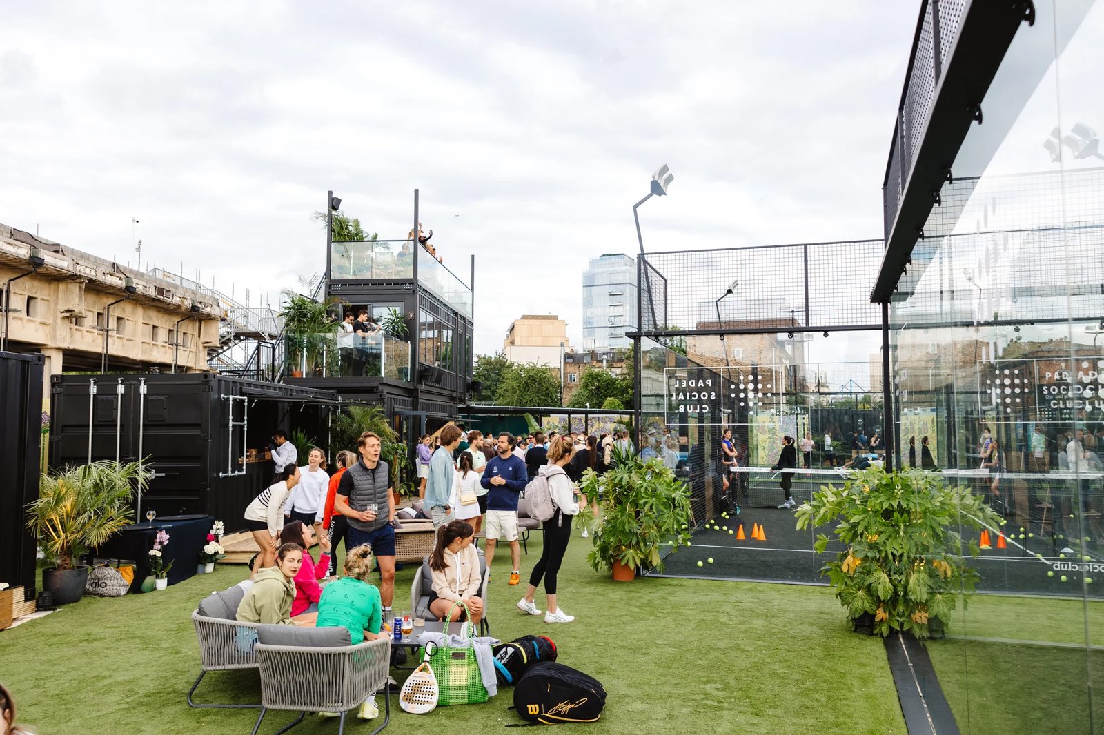 Social gathering at a racquet sports venue